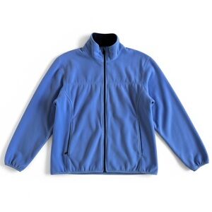 Lands’ End Blue Fleece Jacket Full Zip Lightweight Outdoor Spring Layer Large